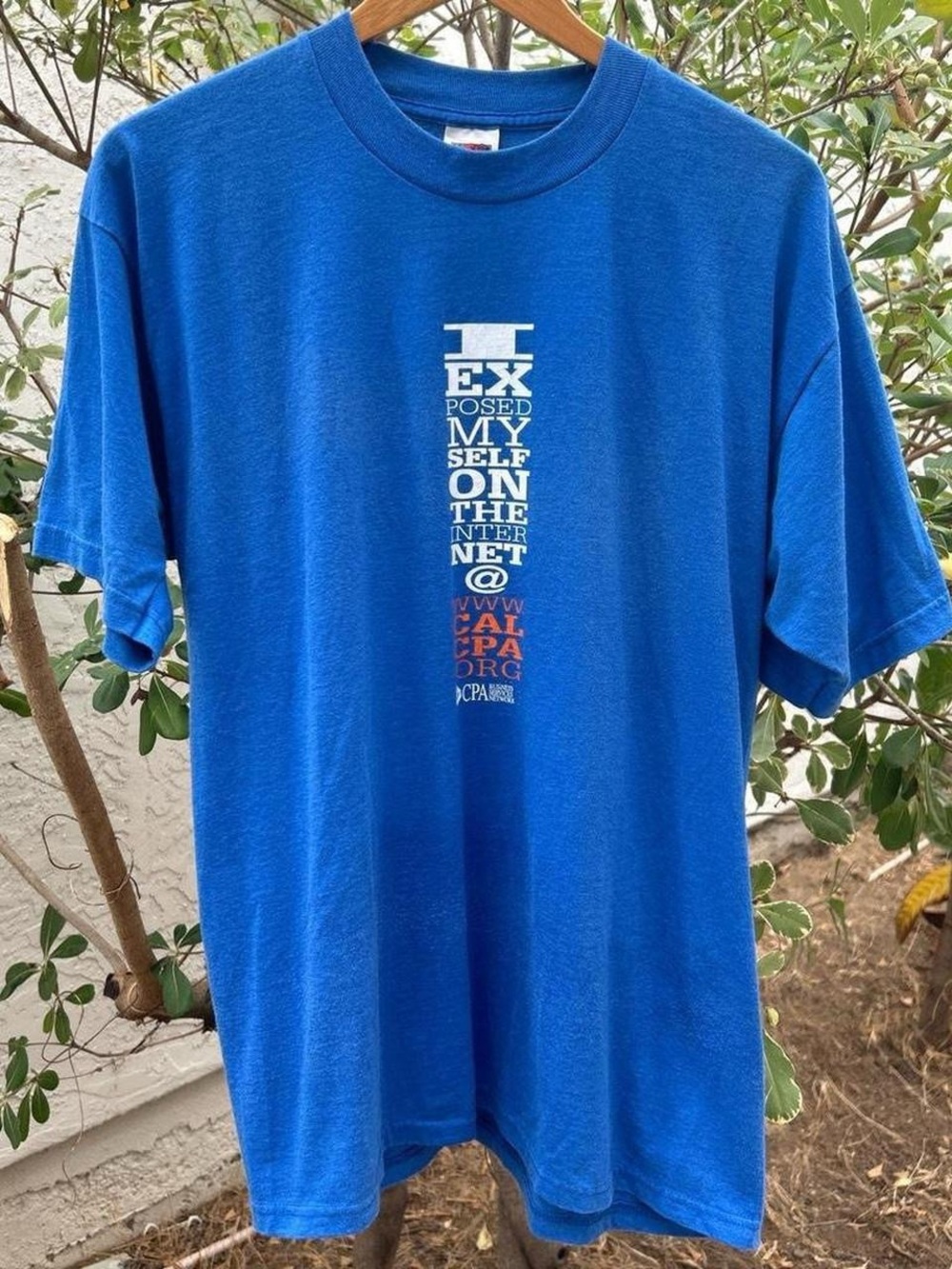 Vintage 1990s CALCPA Internet Graphic T Shirt Fruit of the Loom L Blue